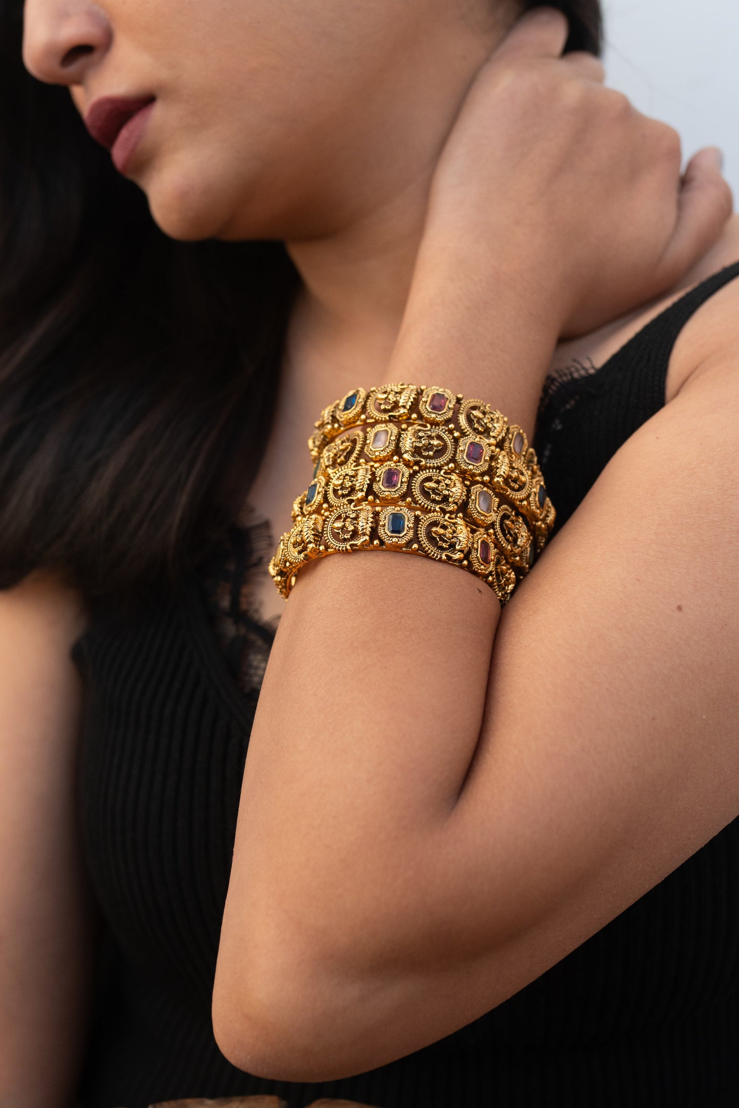 Multicolored Lakshmi kadas (set of 2)