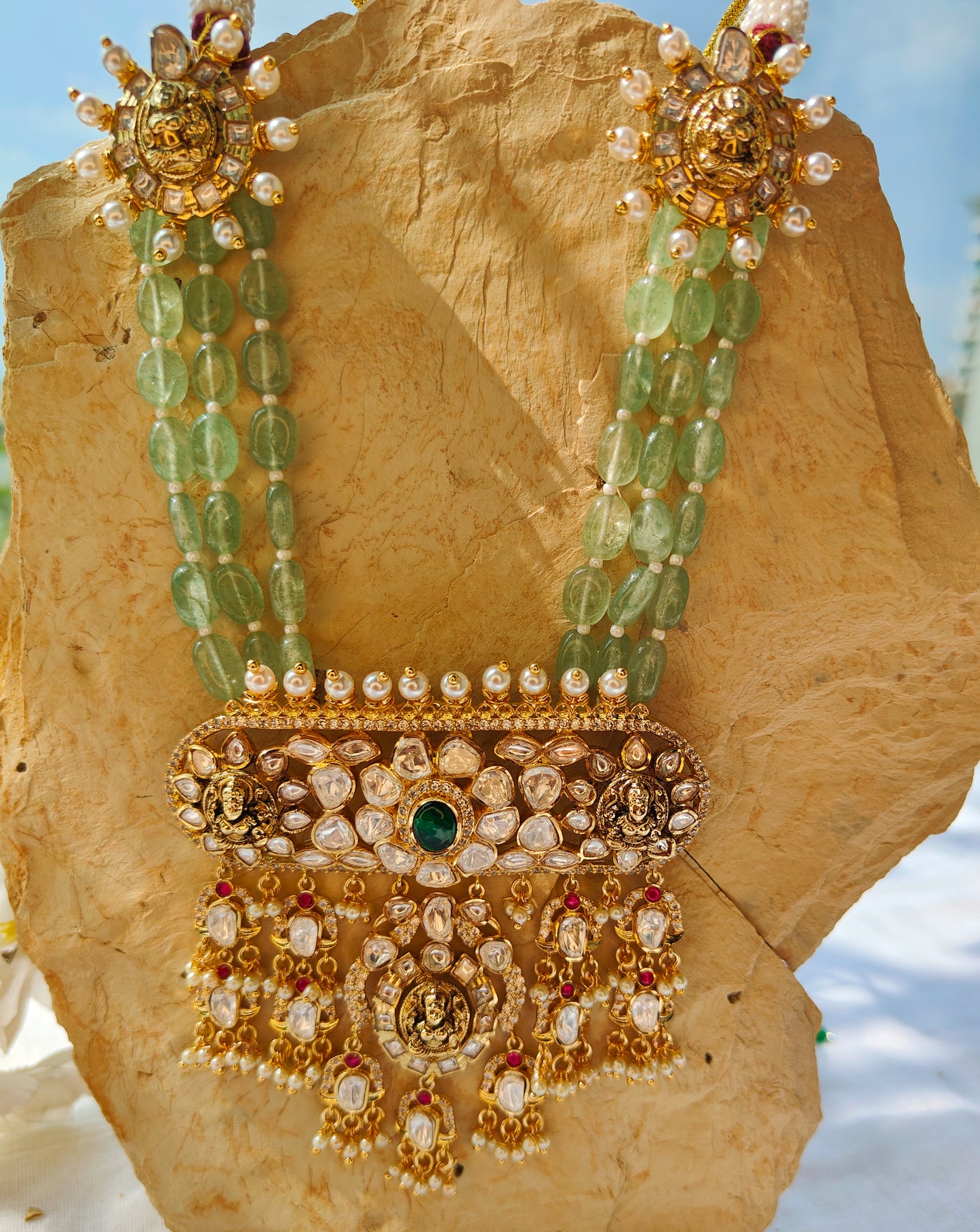 Adaa Embellished Polki Long Necklace Set