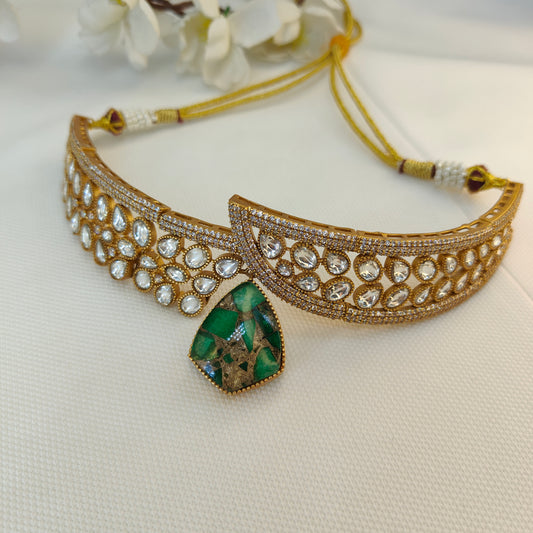 Anika Sapphire kundan Necklace with earrings