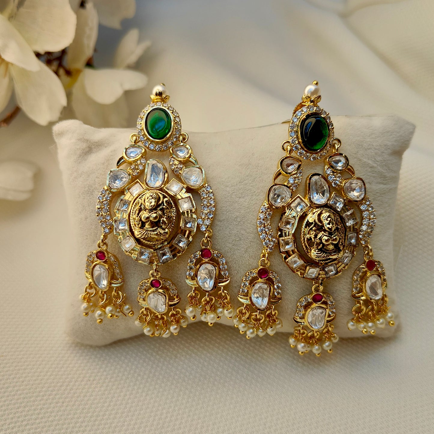 Adaa Embellished Polki Long Necklace Set