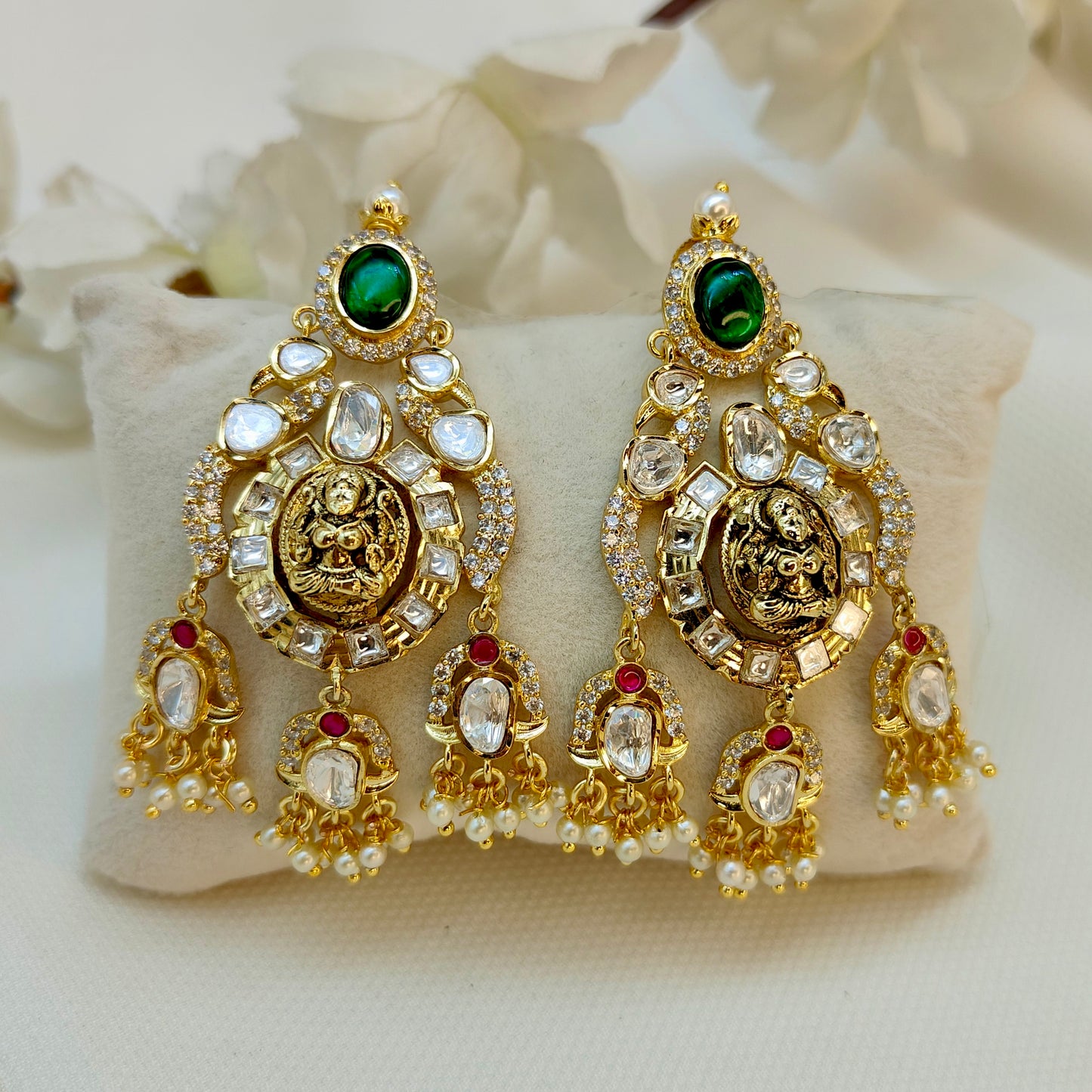 Adaa Embellished Polki Long Necklace Set