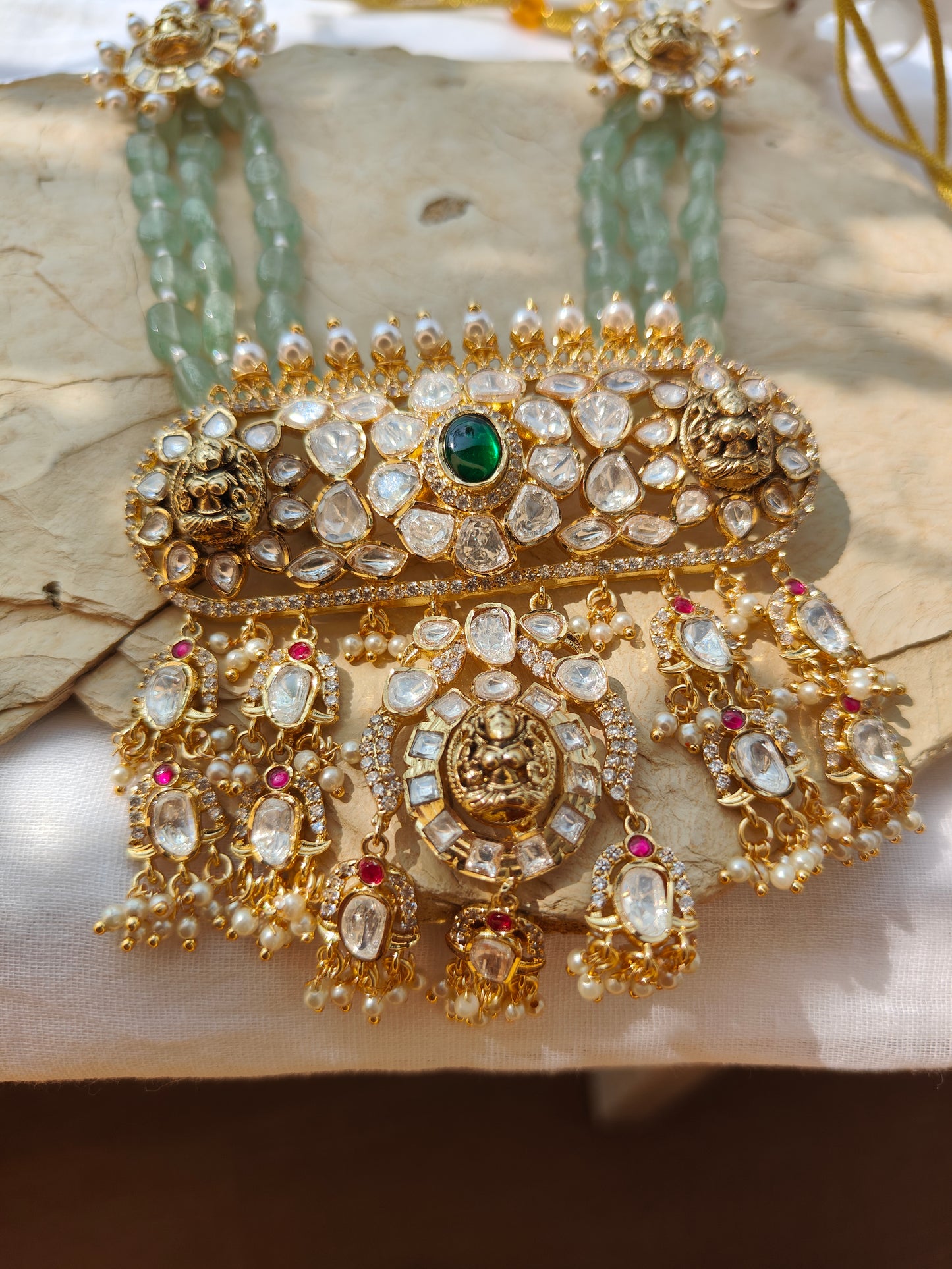 Adaa Embellished Polki Long Necklace Set