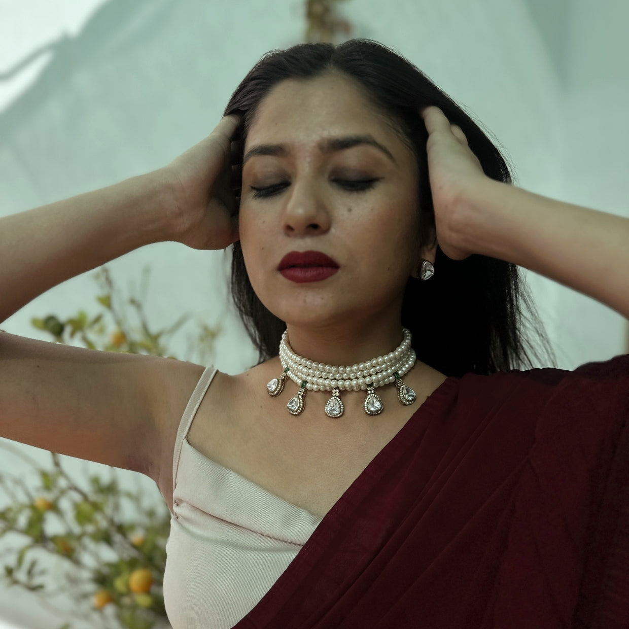 Sanam moissanite pearl choker