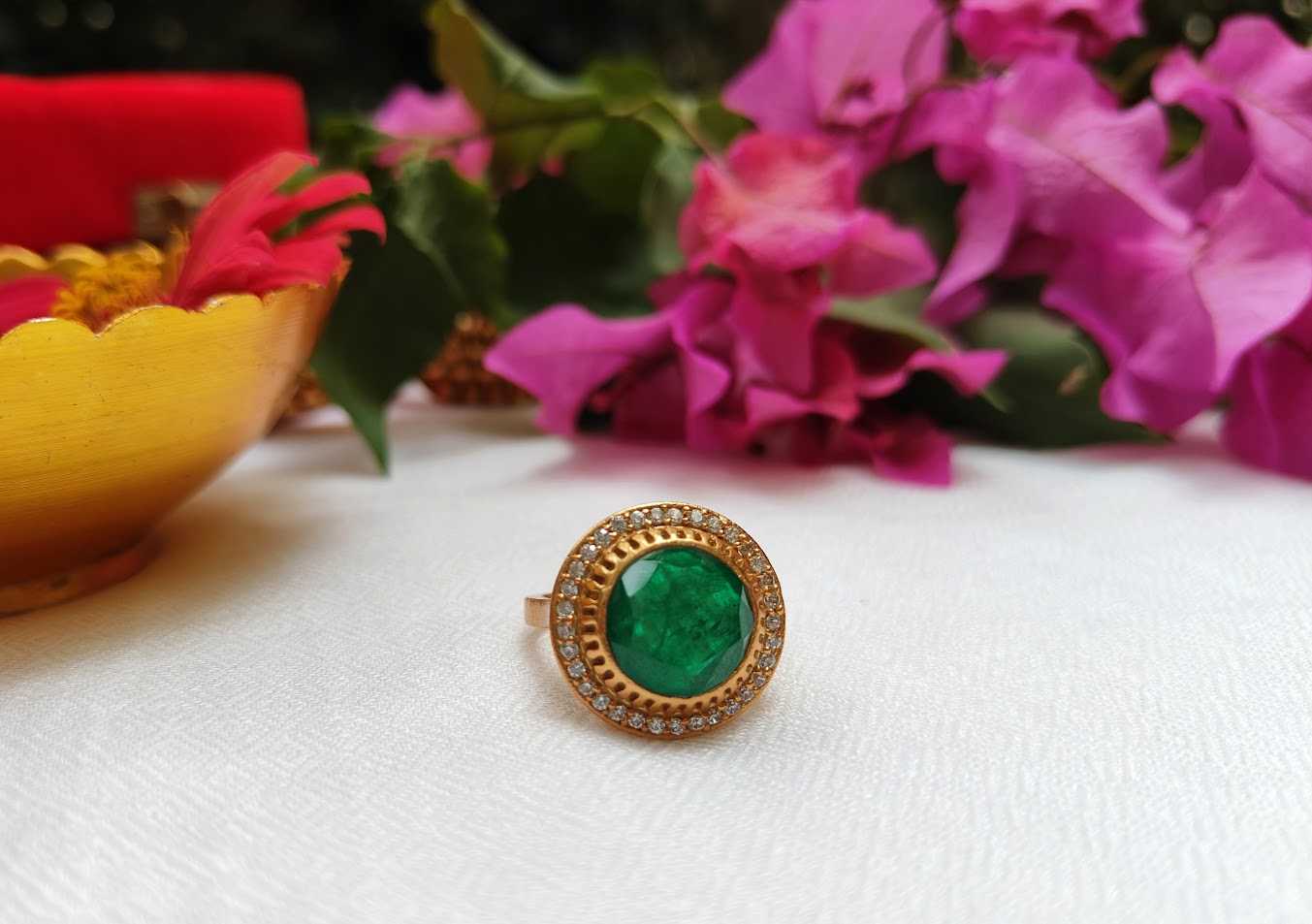 Emerald Double 8-Stone Ring