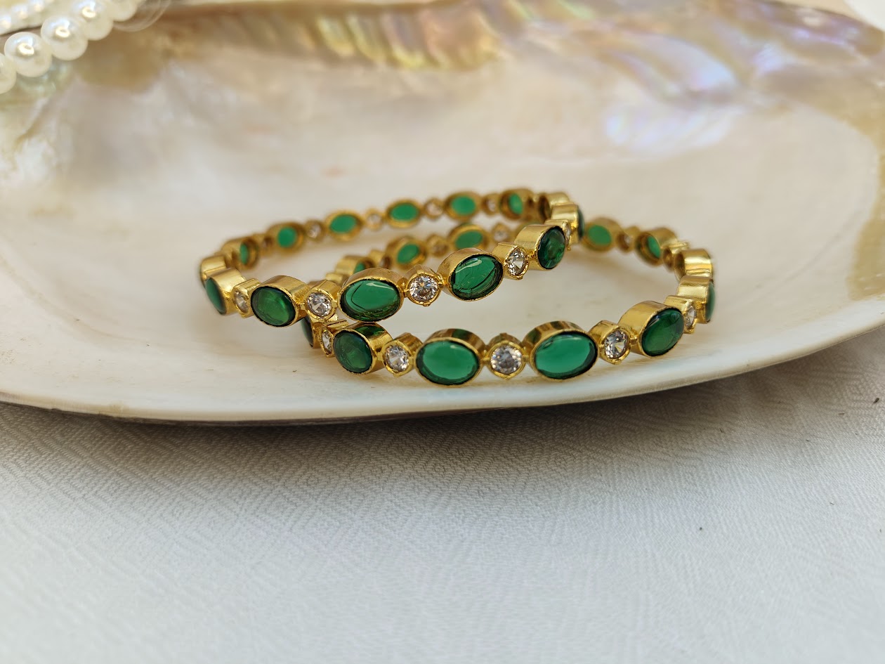 Emerald Gold Bangles