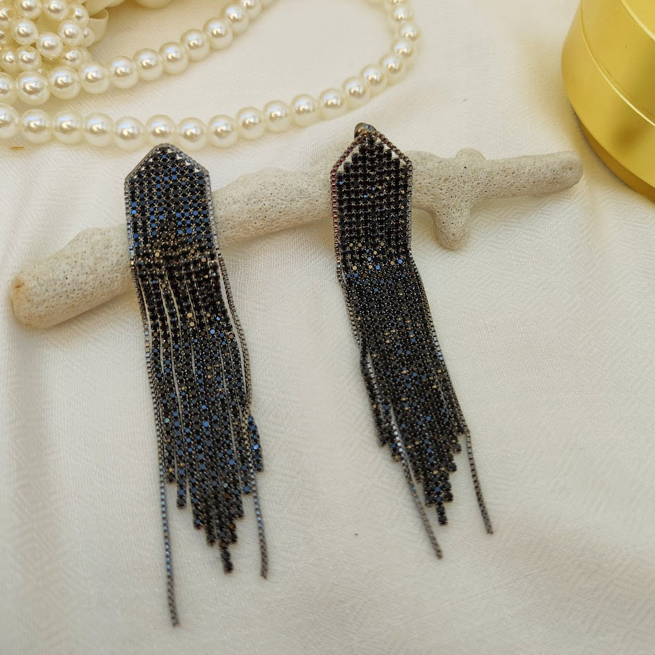 Stunning Long Earrings in Nano Setting