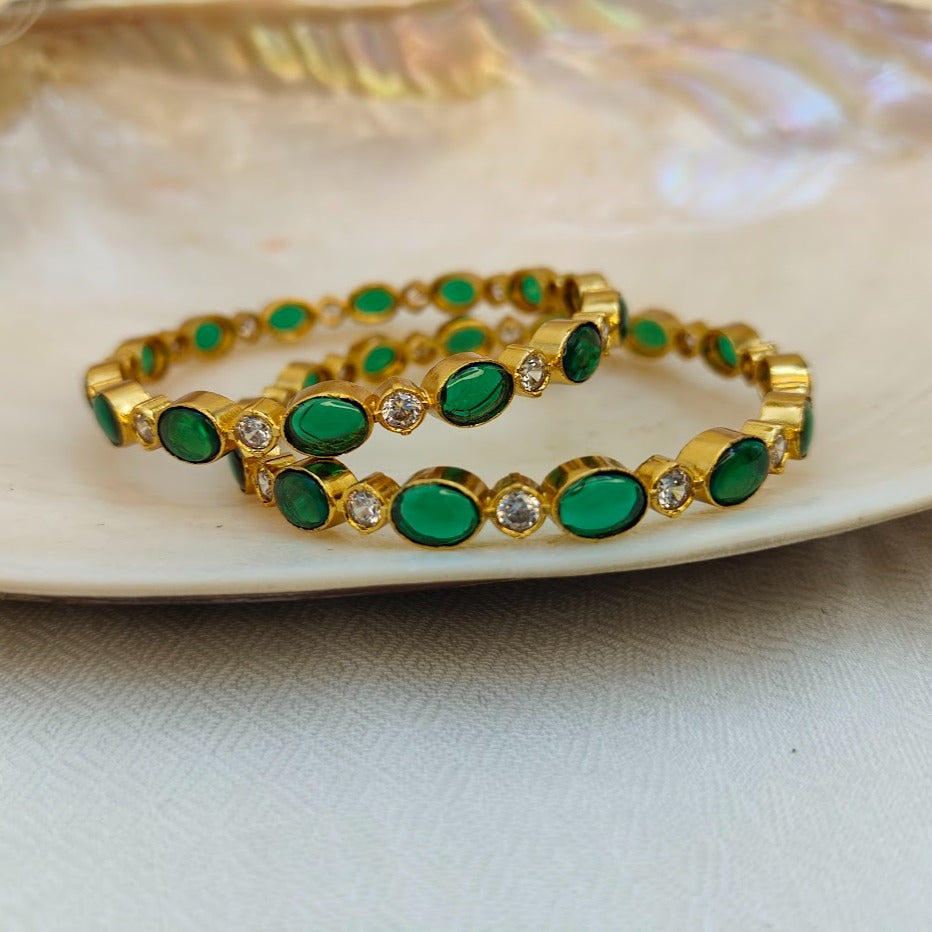 Emerald Gold Bangles