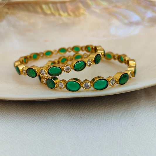 Emerald Gold Bangles