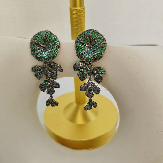 Emerald Flower Cut Earrings