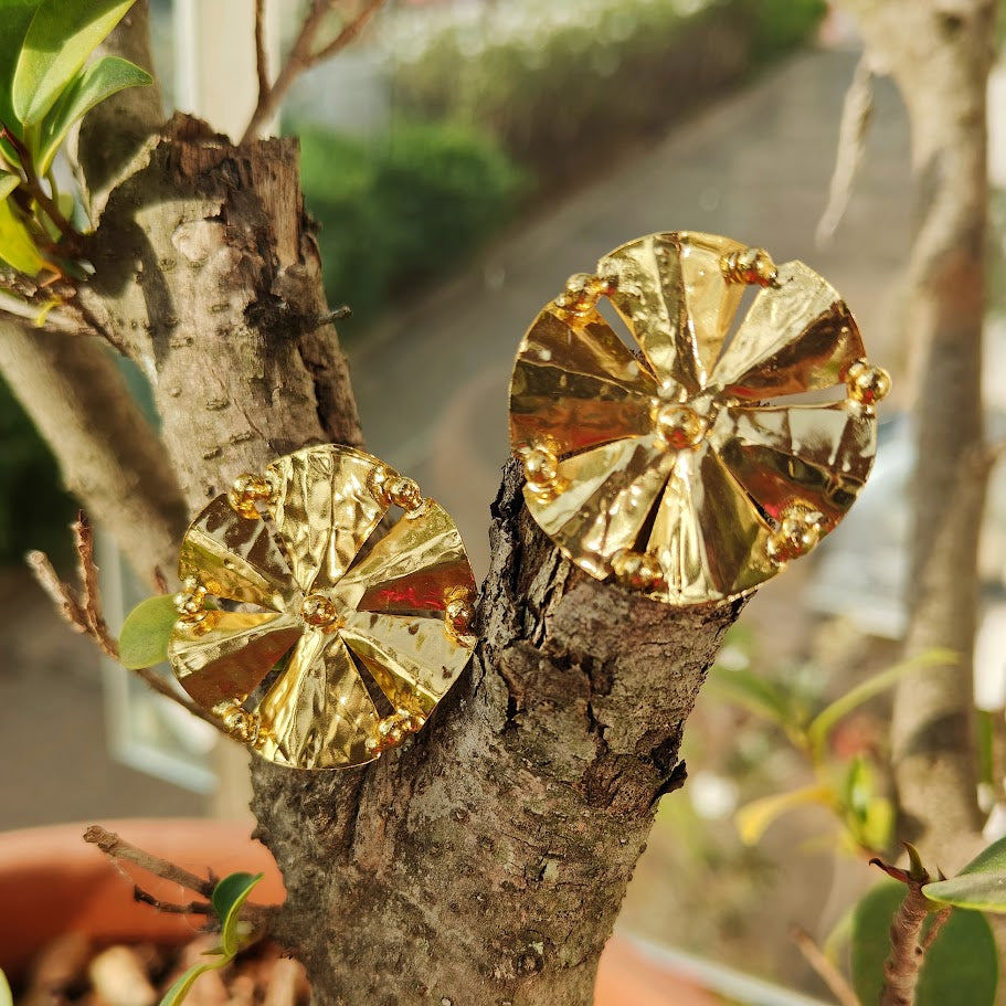 Elegant Flower Cut Copper Studs