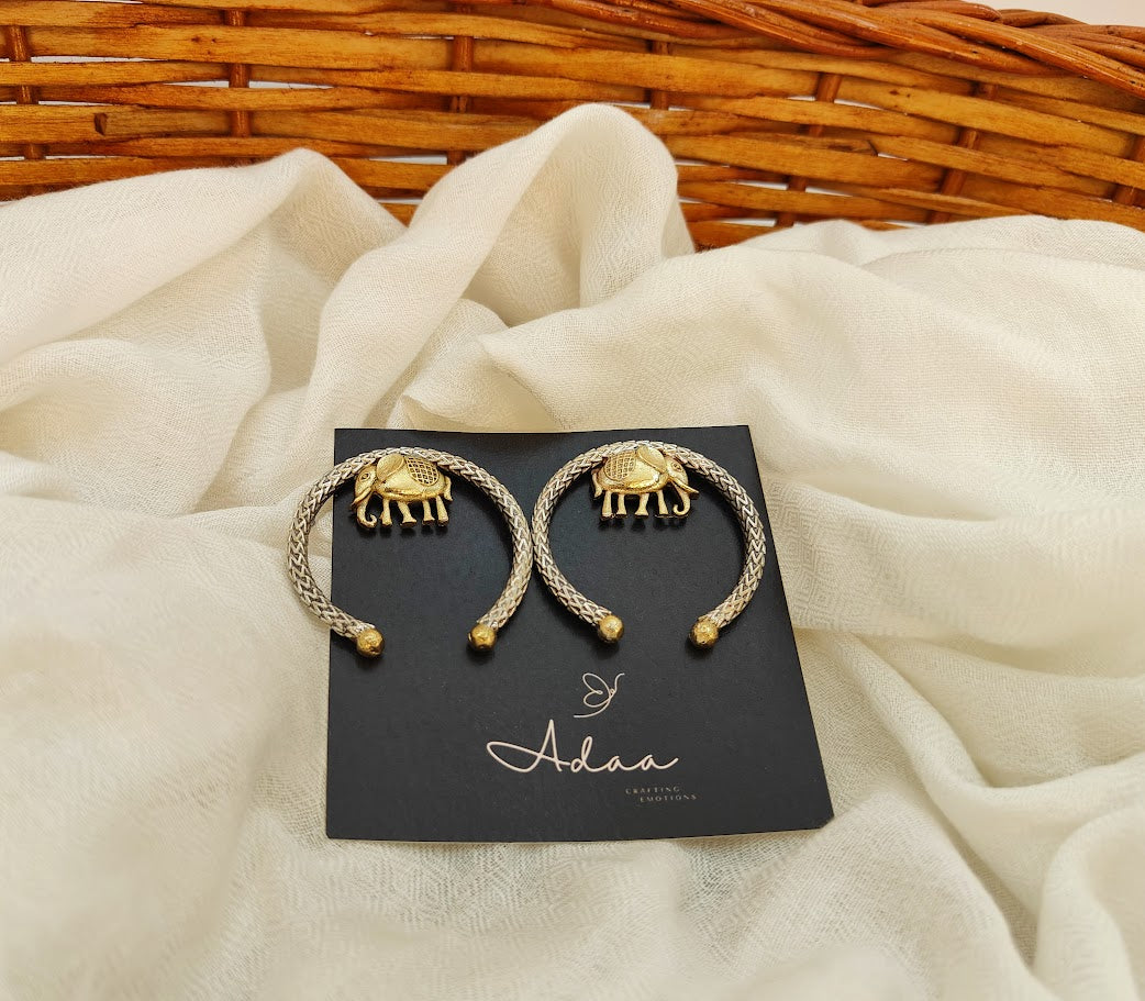 Dual-Tone Brass Elephant Studs