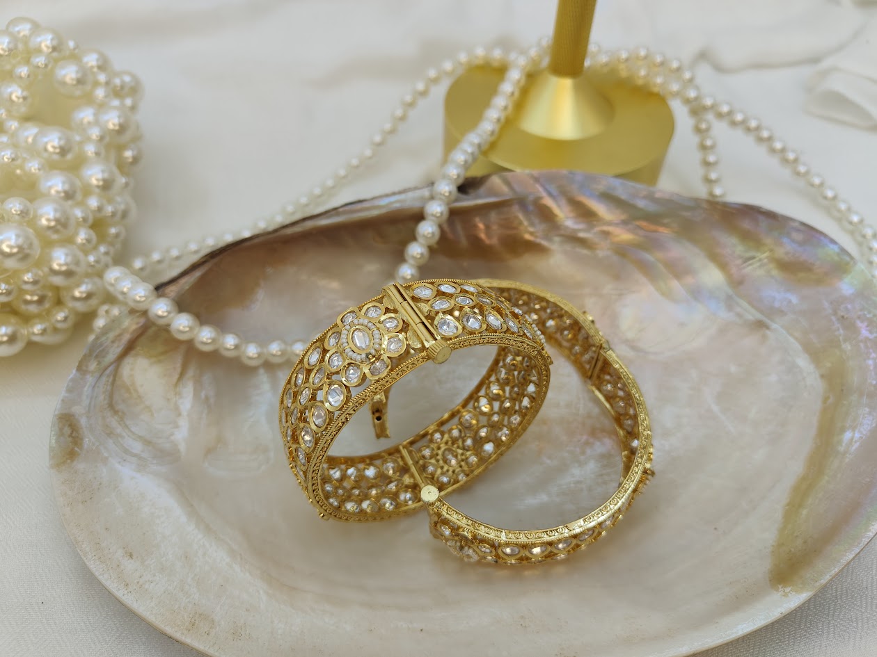 Gold Moissanite Polaki Bangles