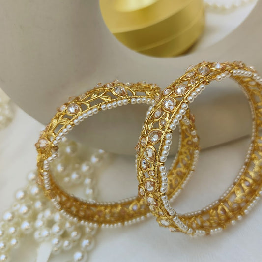 Moissanite Polki Pearl Bangles