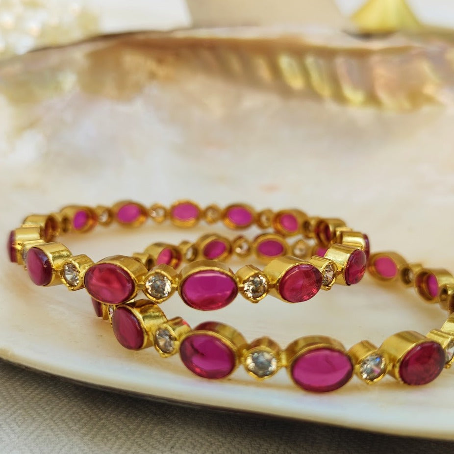 Gold Ruby Bangles