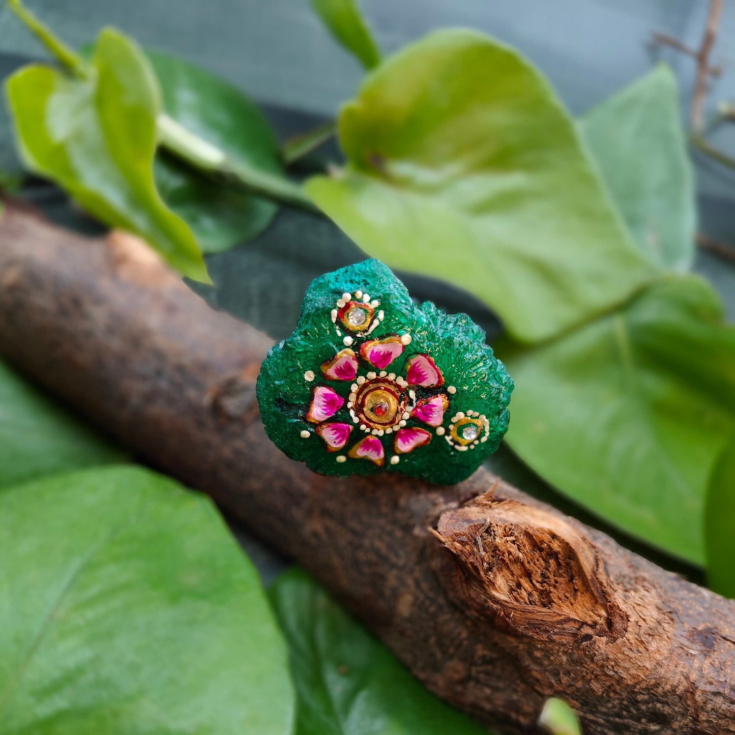 Hand Painted Sugar Druzy Ring