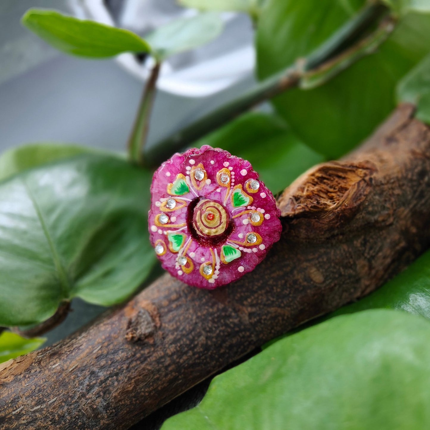 Hand Painted Sugar Druzy Ring