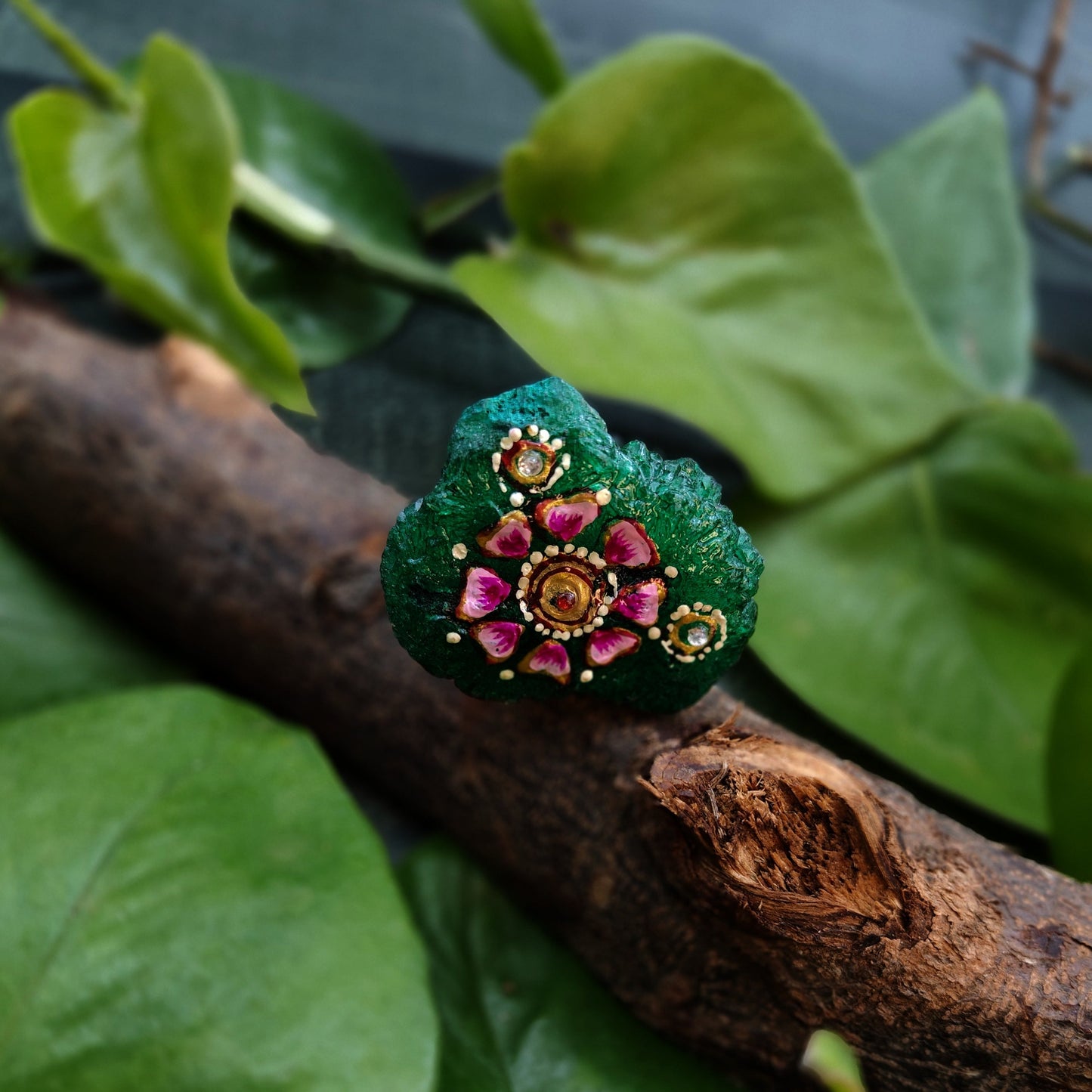 Hand Painted Sugar Druzy Ring