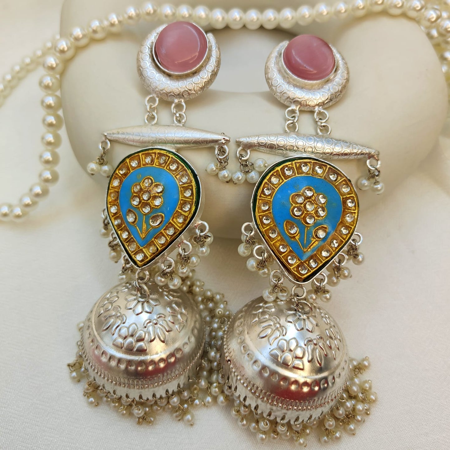 92.5 Silver Inlay Jhumki