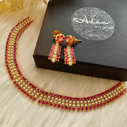 Zurie Ruby Pearl Necklace