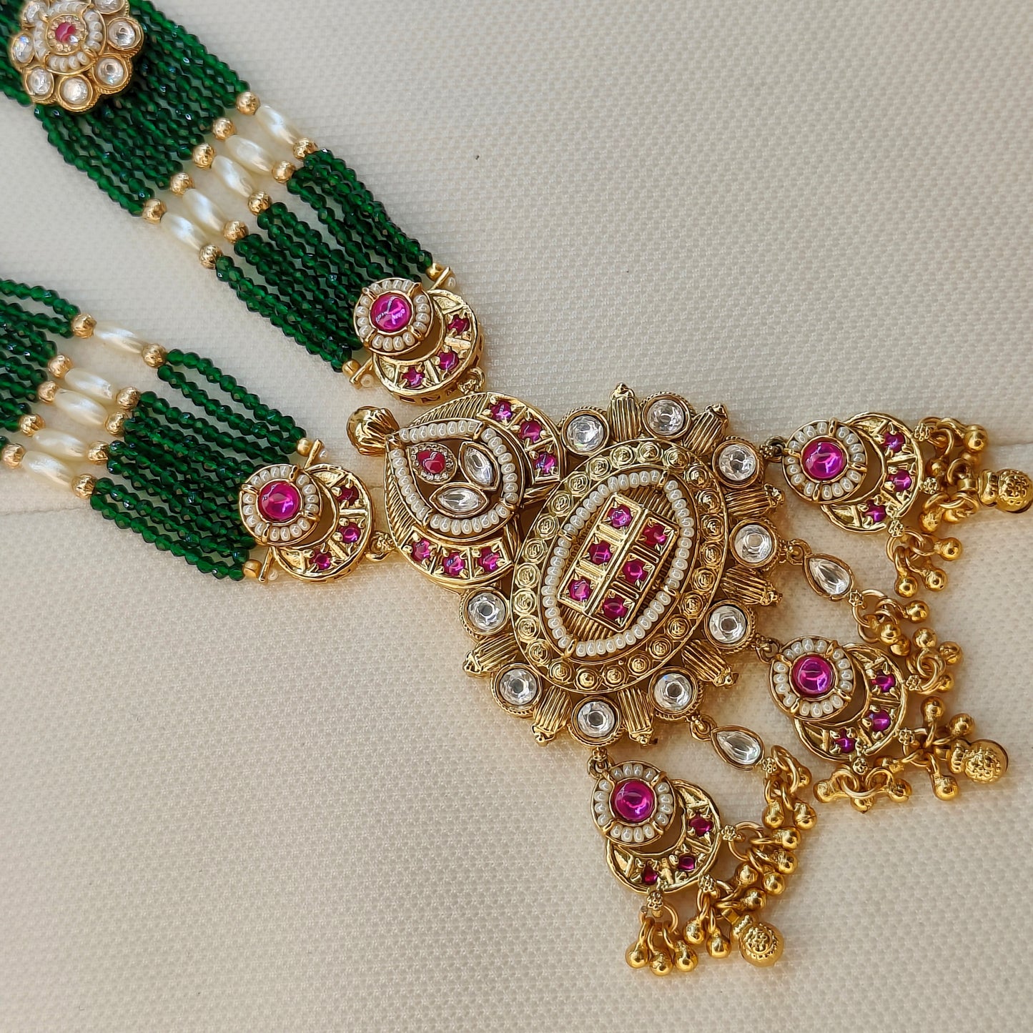 Avni Ruby Green Long Necklace Set