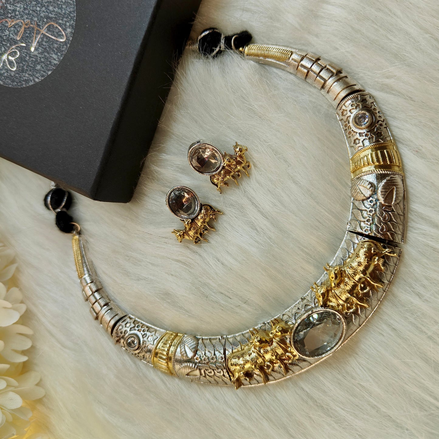 Silver Look Alike 925 Silver Plated Nandi Hasli