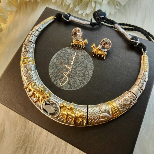 Silver Look Alike 925 Silver Plated Nandi Hasli