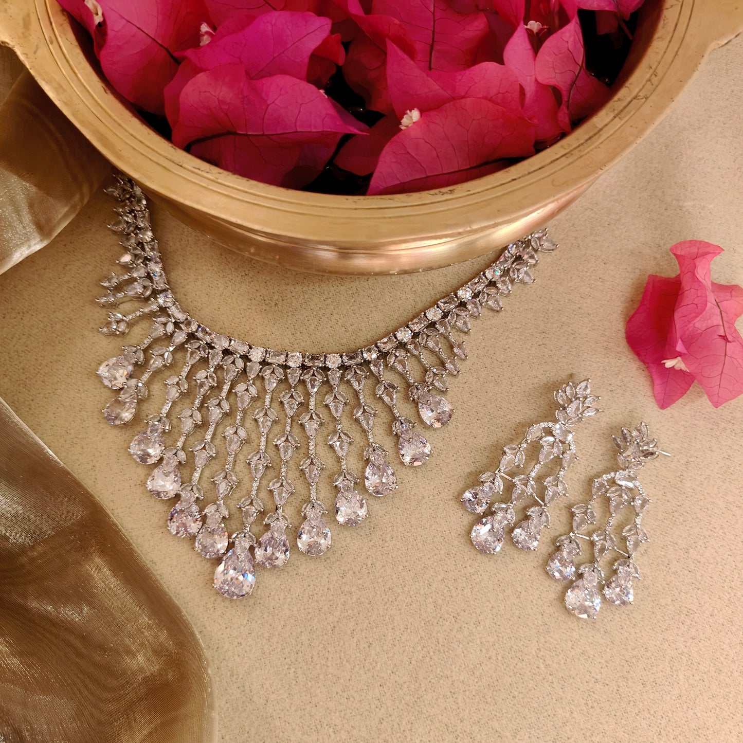 Mel CZ Designer Necklace set