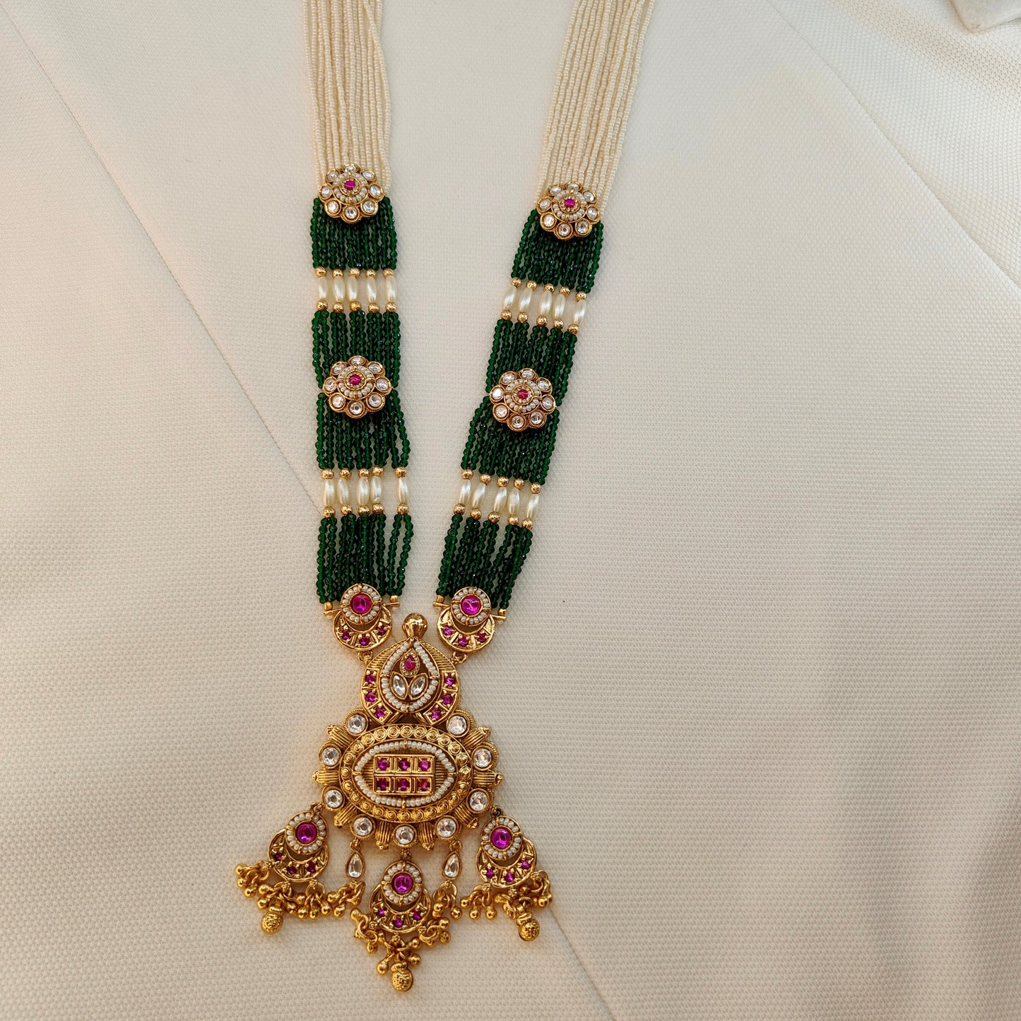 Avni Ruby Green Long Necklace Set