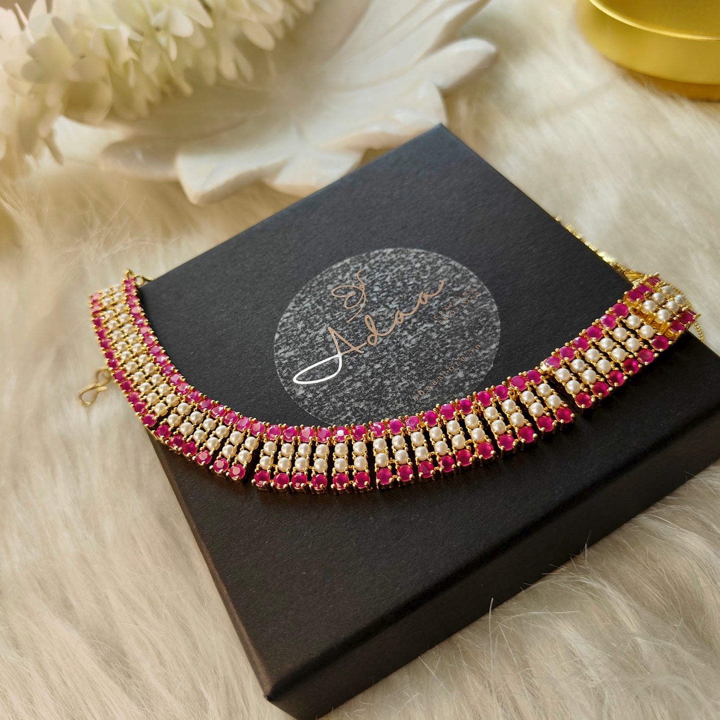 Zurie Ruby Pearl Necklace