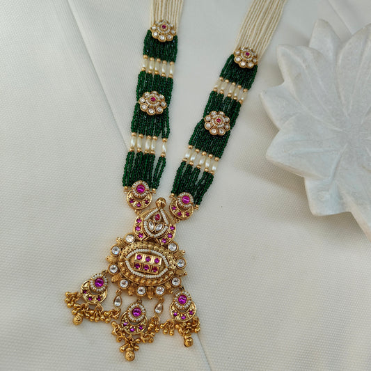 Avni Ruby Green Long Necklace Set