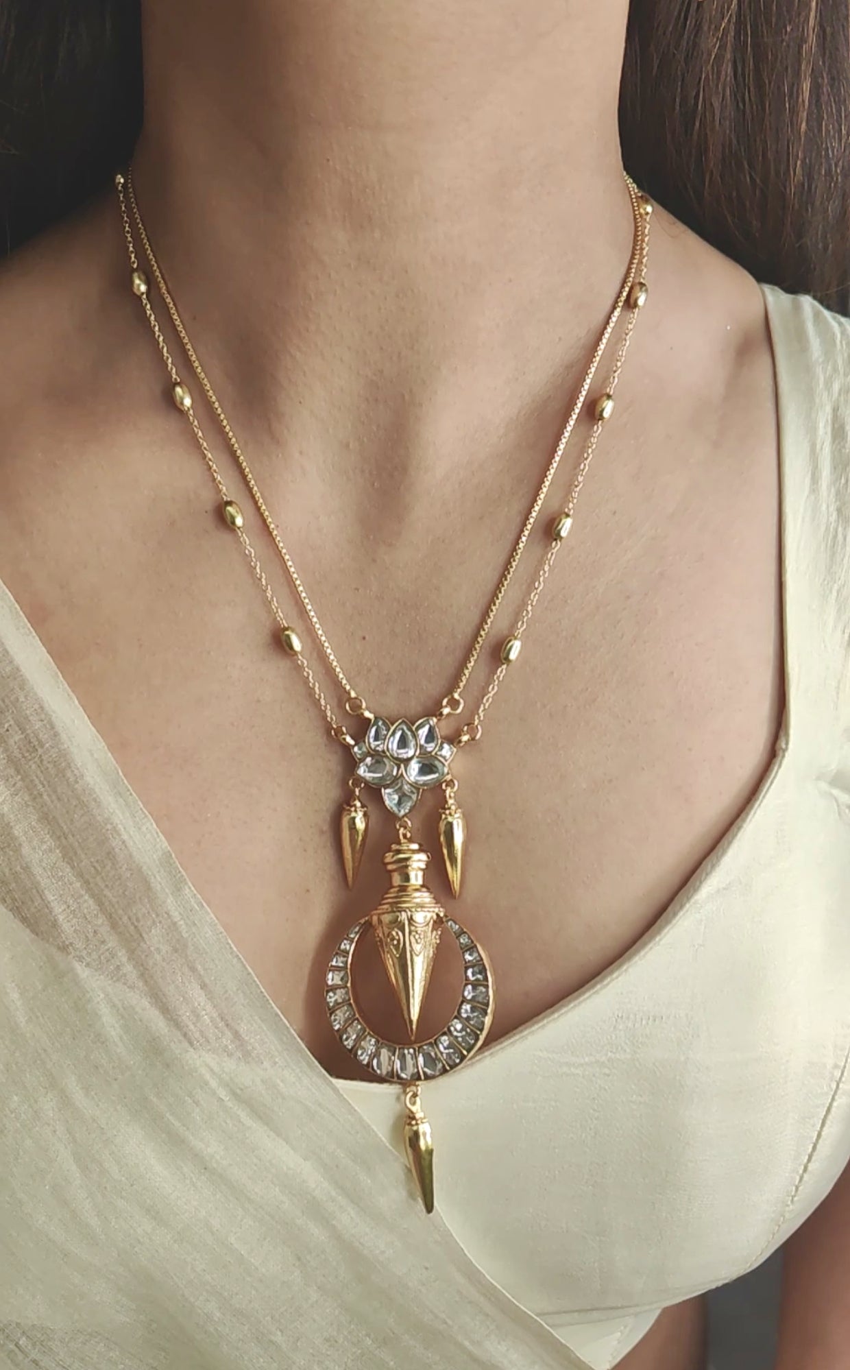 Lotus Moissanite Double Layer Pendant Set