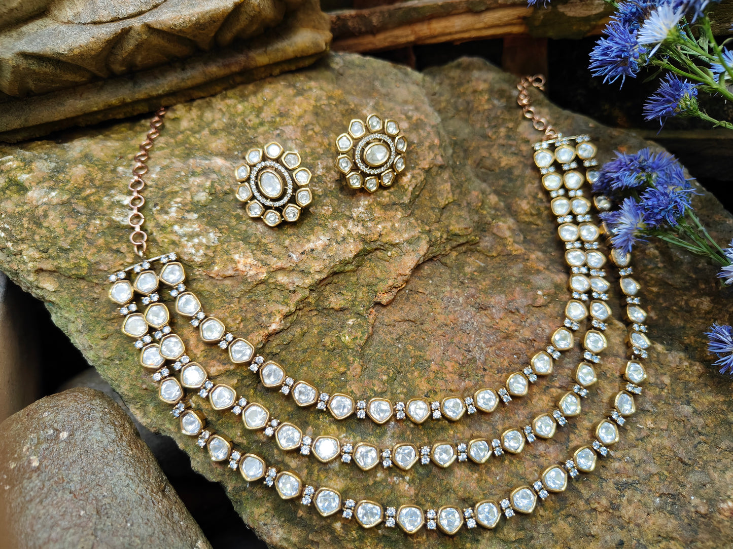 Aviva polki Layered Necklace Set