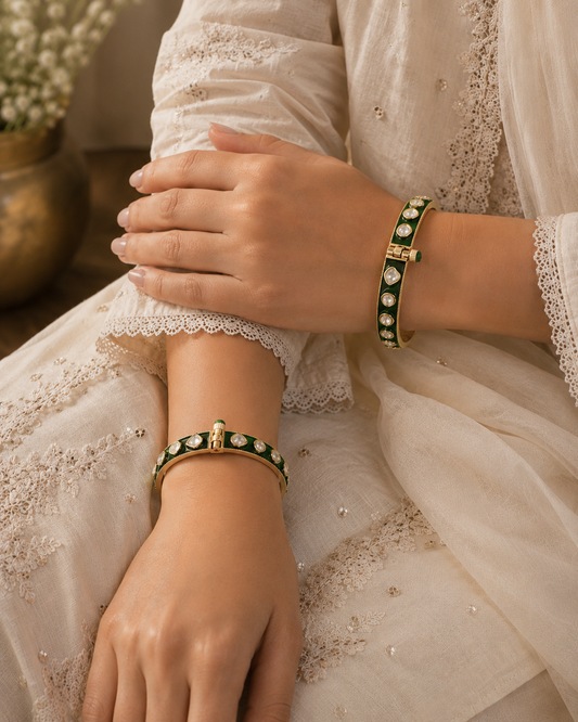 Minakari polki bangle set of 2