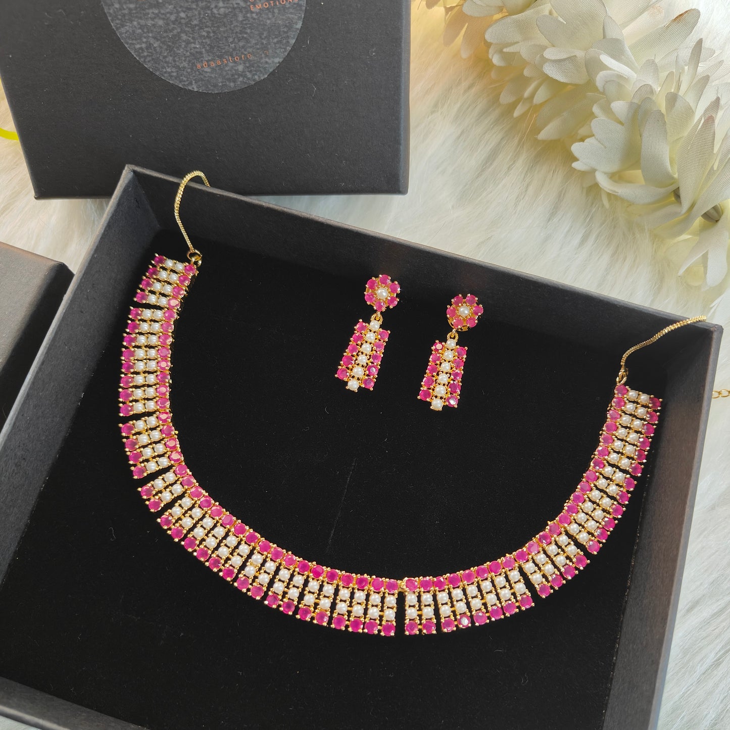 Zurie Ruby Pearl Necklace