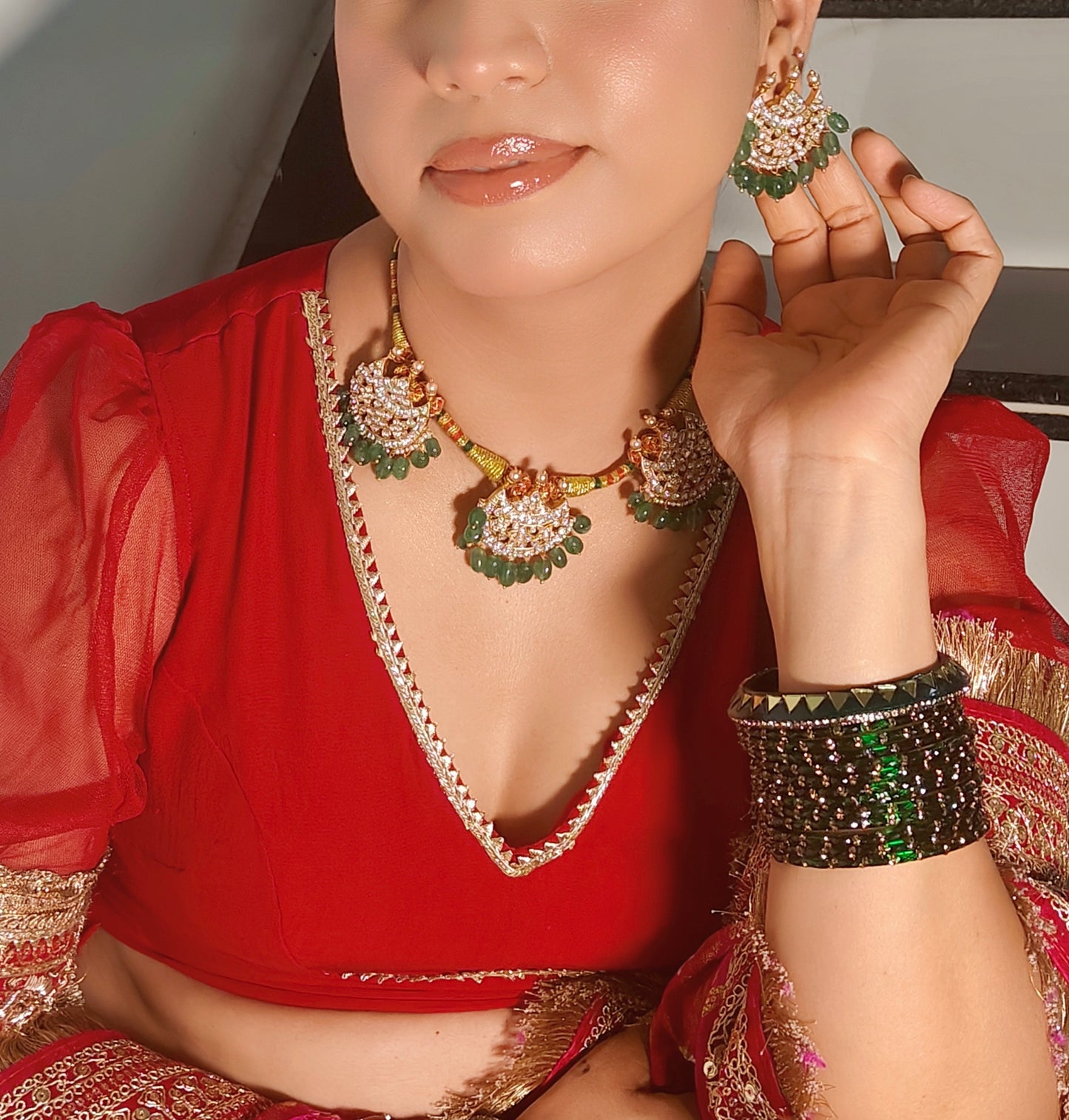 Chandrika jadau necklace set