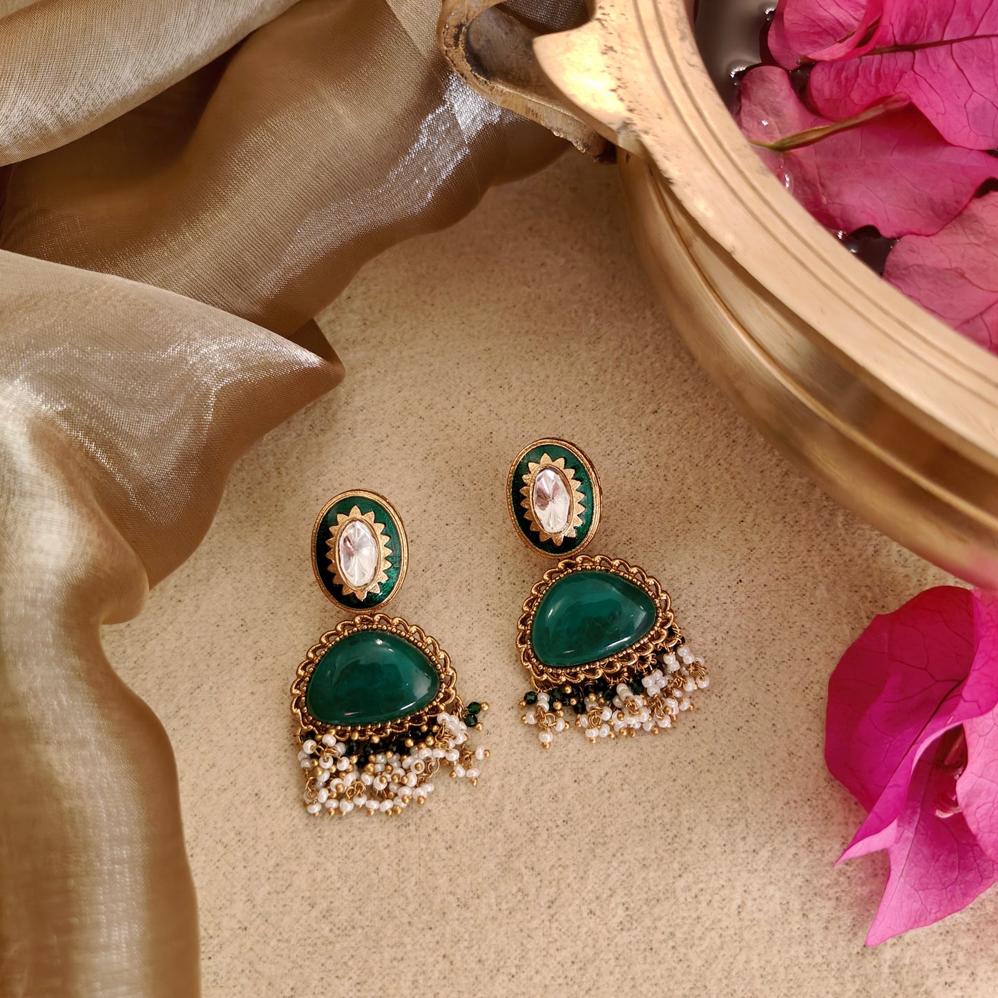 Emerald Green Polki Necklace