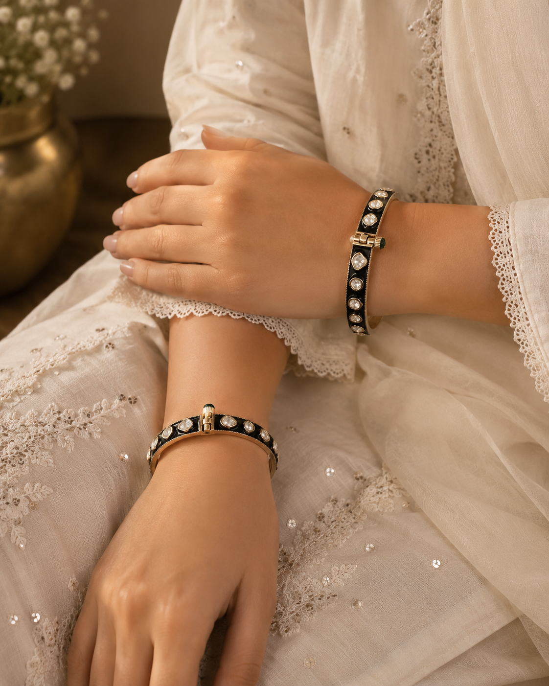 Minakari polki bangle set of 2