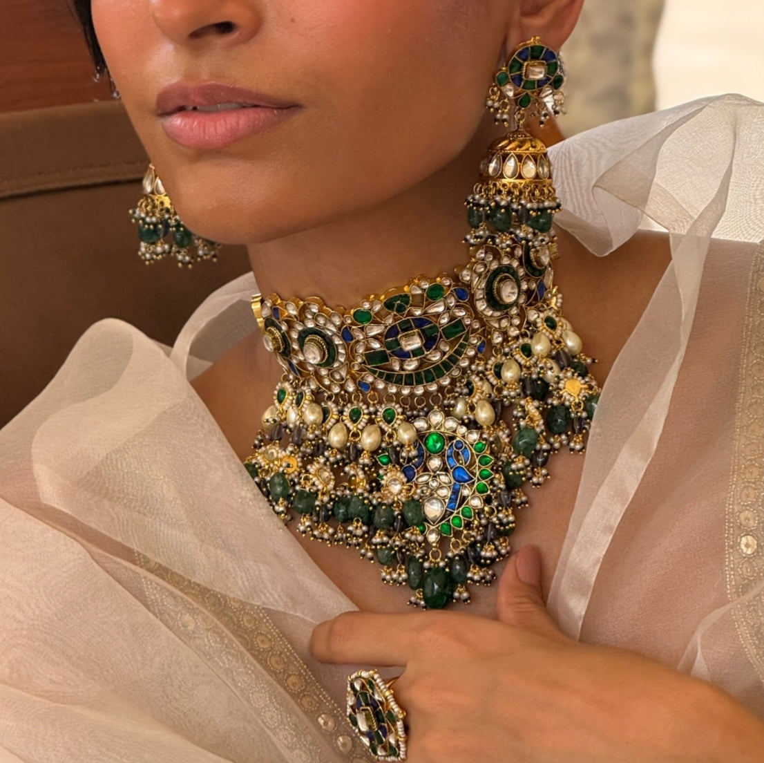 Mahira Jadav Kundan necklace set