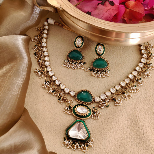 Emerald Green Polki Necklace